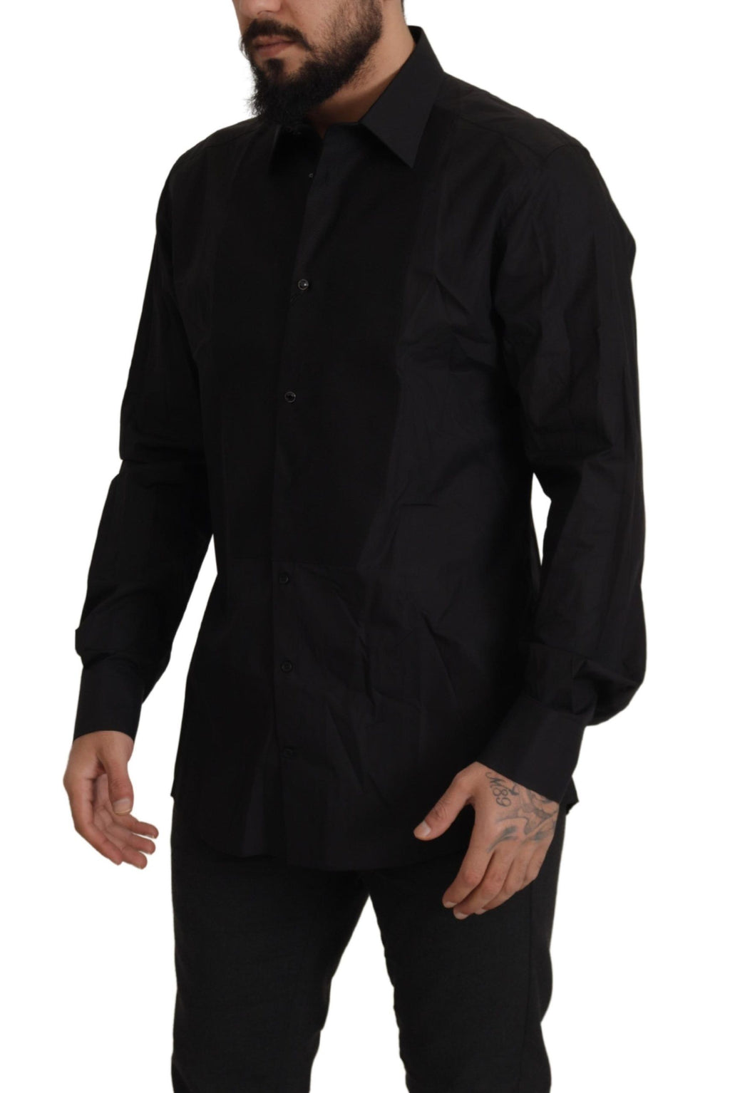 Dolce & Gabbana Schwarzes GOLD Slim Fit Smokinghemd