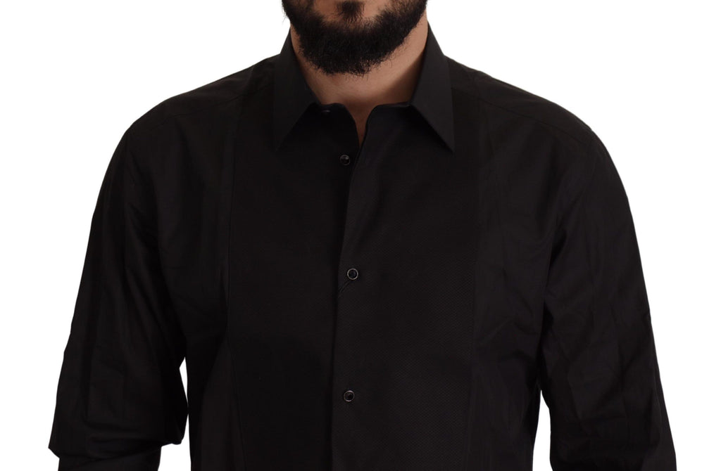 Dolce & Gabbana Schwarzes GOLD Slim Fit Smokinghemd