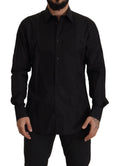 Dolce & Gabbana Schwarzes GOLD Slim Fit Smokinghemd