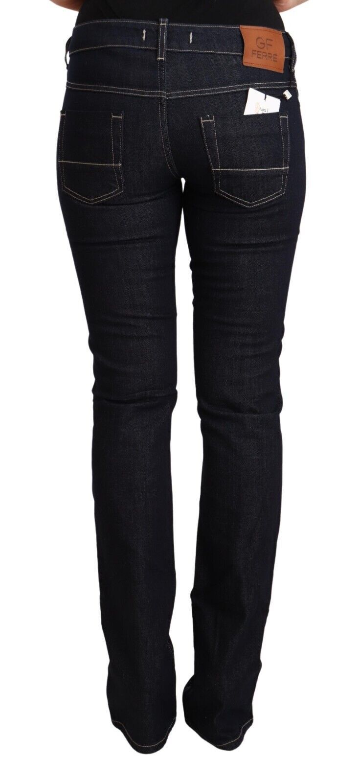 GF Ferre Black Cotton Stretch Low Rise Denim Jeans
