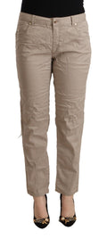 Eight Beige Tencel Mid Waist Tapered Casual Pants