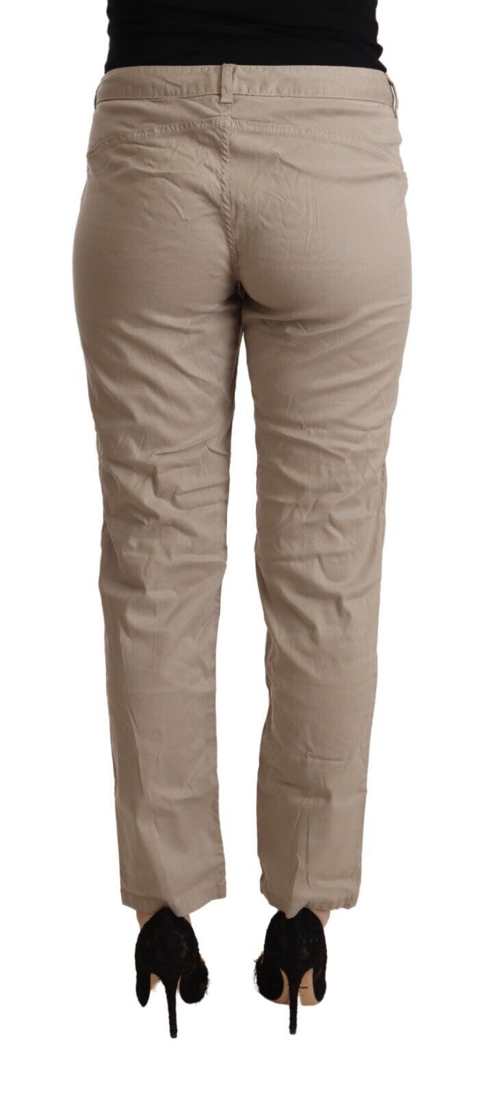 Eight Beige Tencel Mid Waist Tapered Casual Pants