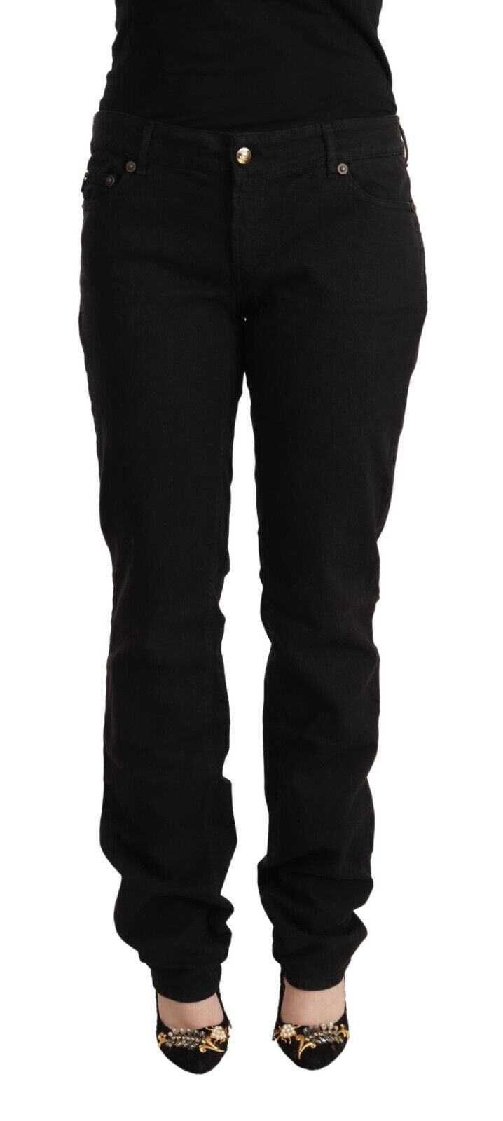 Just Cavalli Schwarze Skinny-Jeans aus Denim-Baumwolle mit mittlerer Taille