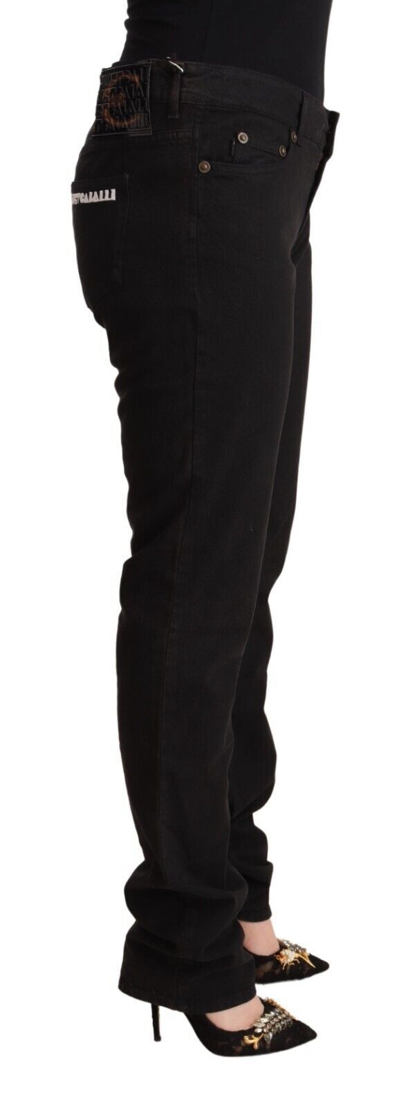 Just Cavalli Schwarze Skinny-Jeans aus Denim-Baumwolle mit mittlerer Taille