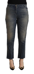 Twinset Blue Washed Cotton Cropped Capri Women's Denim Jeans