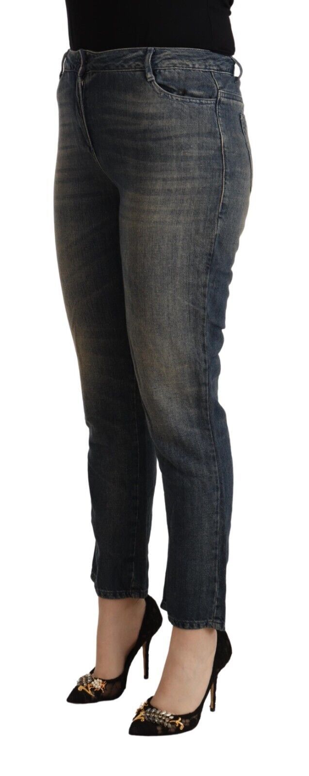 Twinset Blue Washed Cotton Cropped Capri Women's Denim Jeans
