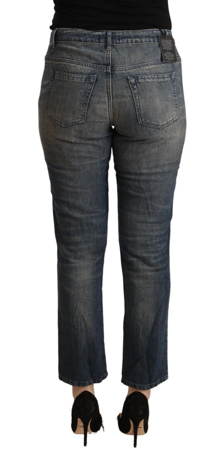 Twinset Blue Washed Cotton Cropped Capri Women's Denim Jeans