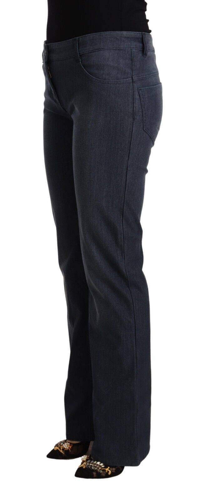 MARGHI LO' Dark Blue Straight Cotton Denim Jeans