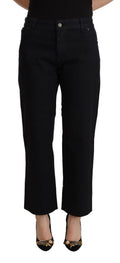 John Galliano Black Cotton Denim Jeans with Flared Waistband and High Waist