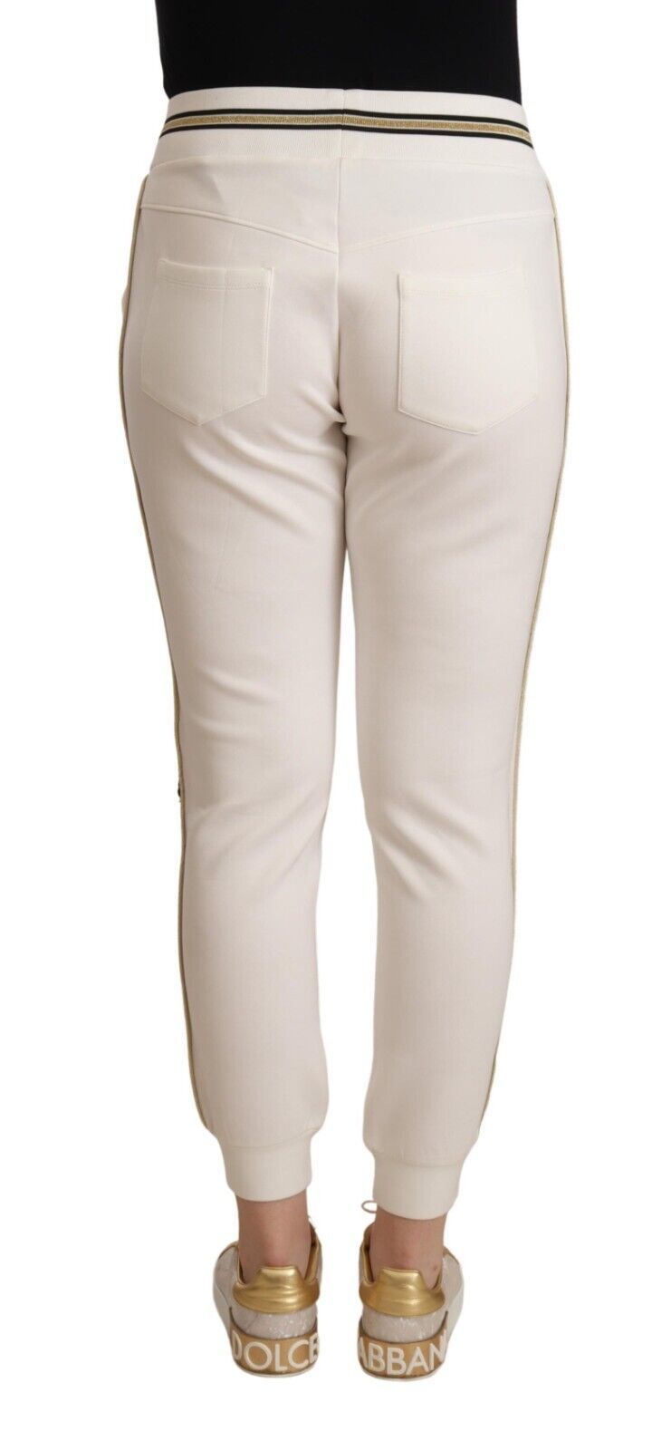 Patrizia Pepe Weiße Polyester-Jogginghose mit mittlerer Taille