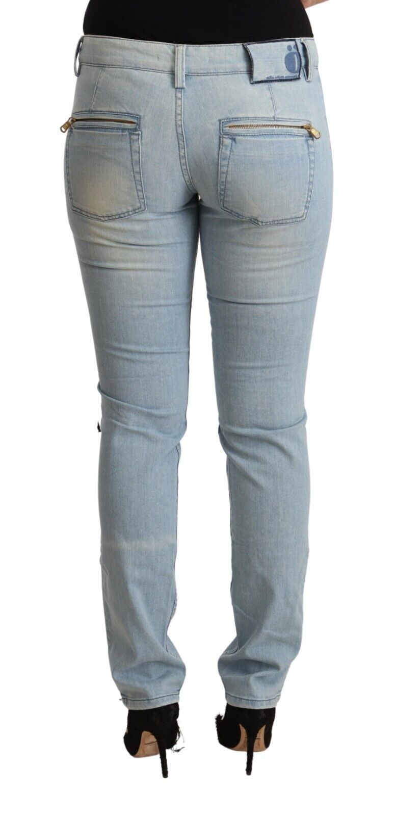 MILA SCHÖN Light Blue Slim Fit Cotton Mid-Rise Denim Jeans