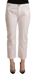 L'Autre Chose Women's White Mid-Rise Cotton Denim Jeans