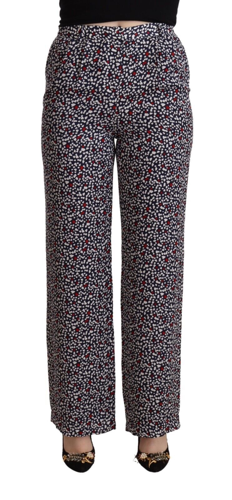 Michael Kors Schwarze bedruckte Straight Pants mit hoher Taille