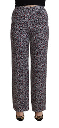 Michael Kors Schwarze bedruckte Straight Pants mit hoher Taille