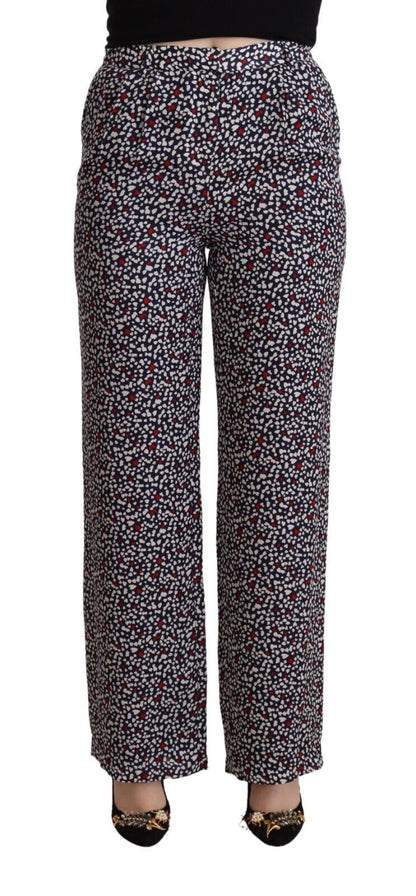Michael Kors Schwarze bedruckte Straight Pants mit hoher Taille