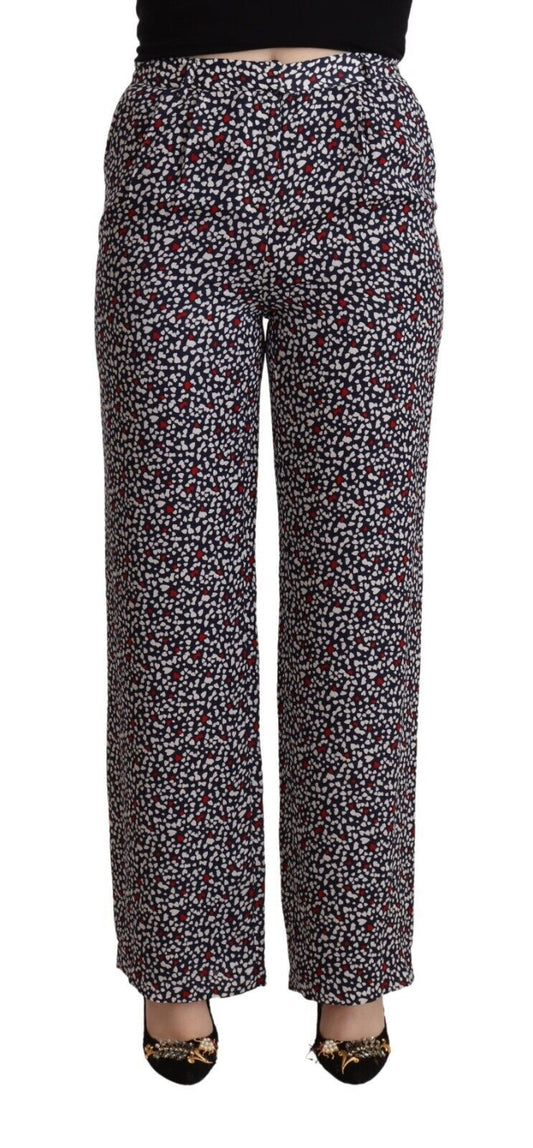 Michael Kors Schwarze bedruckte Straight Pants mit hoher Taille