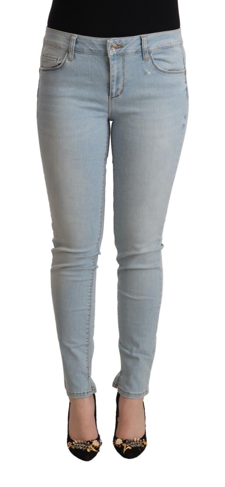 Liu Jo Light Blue Slim Fit Cotton Denim Jeans with Mid-Rise
