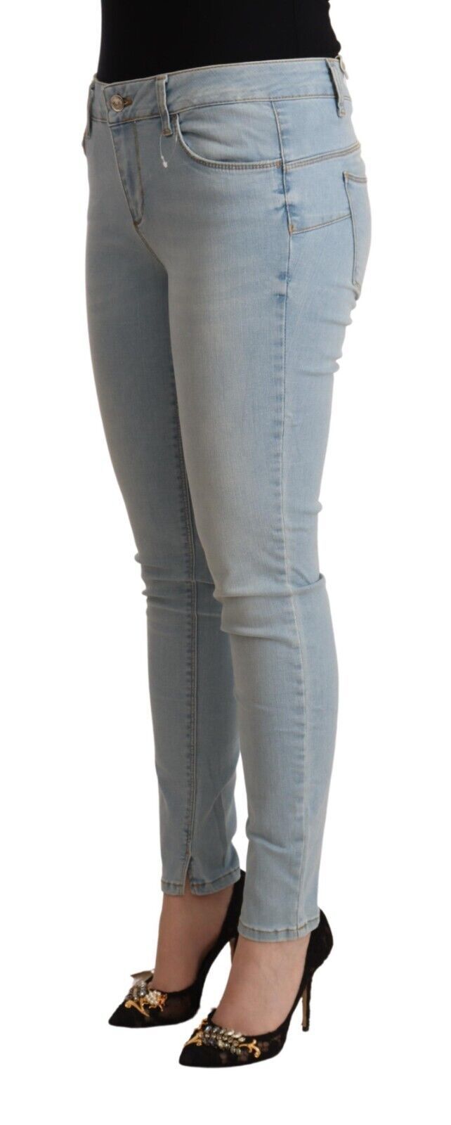 Liu Jo Light Blue Slim Fit Cotton Denim Jeans with Mid-Rise