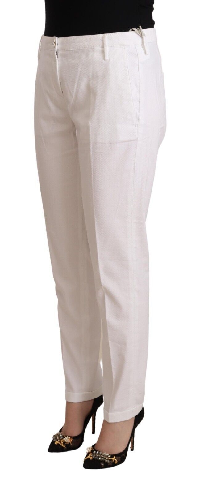 Jacob Cohen White Mid-Rise Birgitte Tapered Trousers