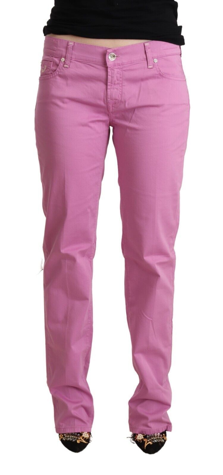 Jacob Cohen Pink Cotton Denim Tapered Low-Rise Jeans