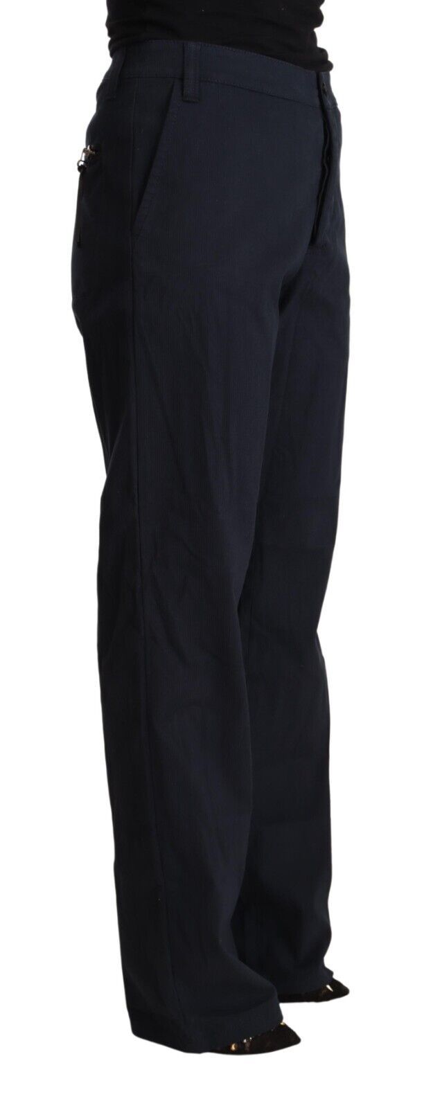 Exte Schwarze konisch zulaufende Baumwollhosen mit hoher Taille