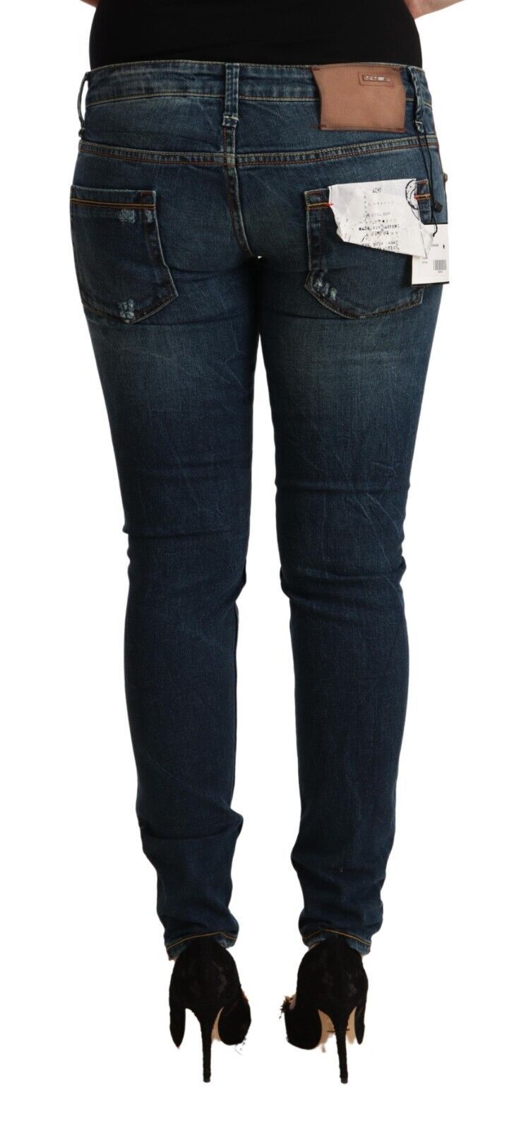 Eight Blue Washed Low-Rise Slim Fit Denim Jeans