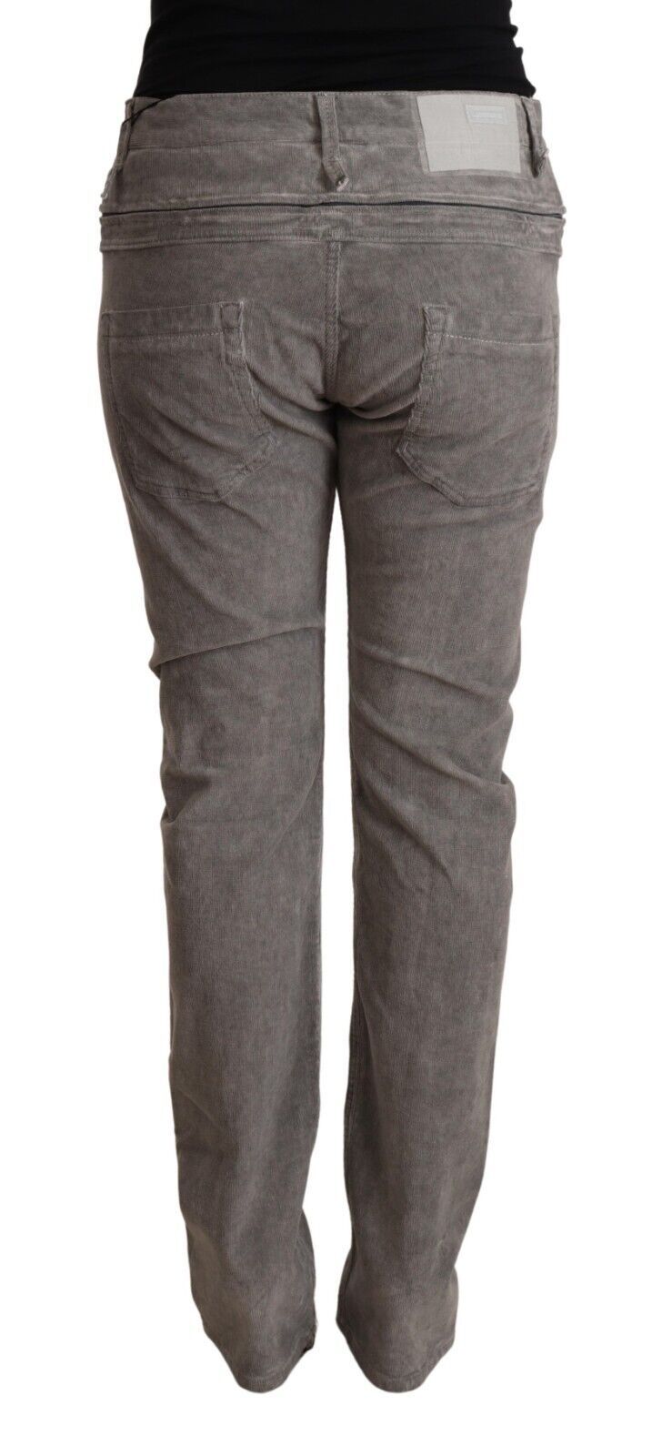 Eight Gray Straight Fit High-Waisted Cotton Trousers