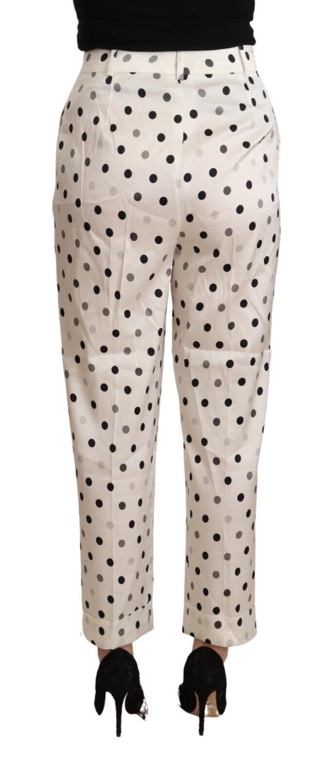 Ermanno Scervino Weiße gepunktete konisch zulaufende Hose mit hoher Taille