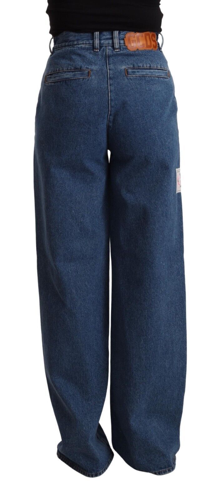 GCDS Blue High-Waist Wide-Leg Cotton Jeans, Boot Cut Denim