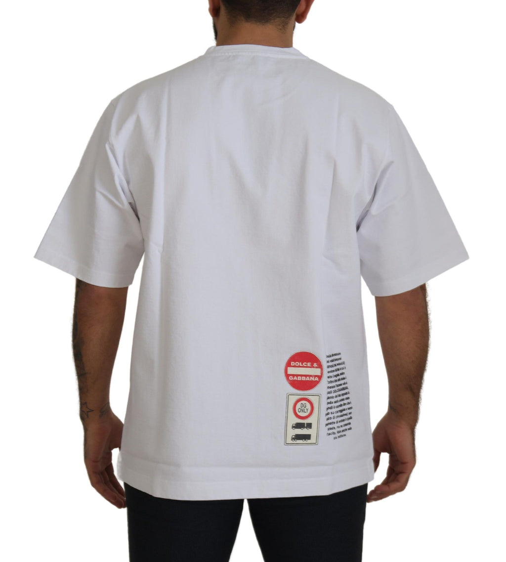 Dolce & Gabbana White Amor Heart Cotton Crew Neck T-Shirt