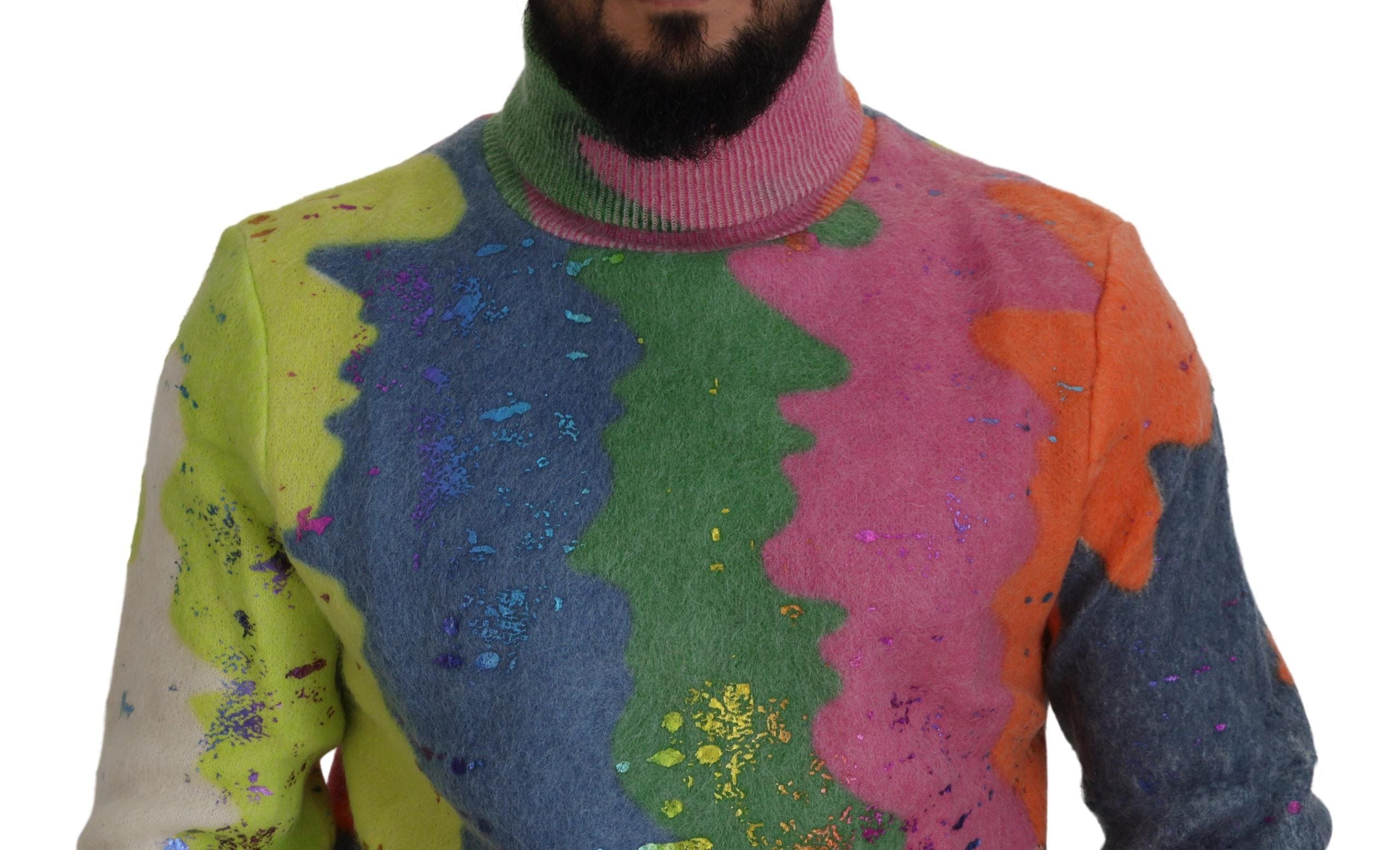 Dolce & Gabbana Multicolor Turtleneck Mohair Sweater