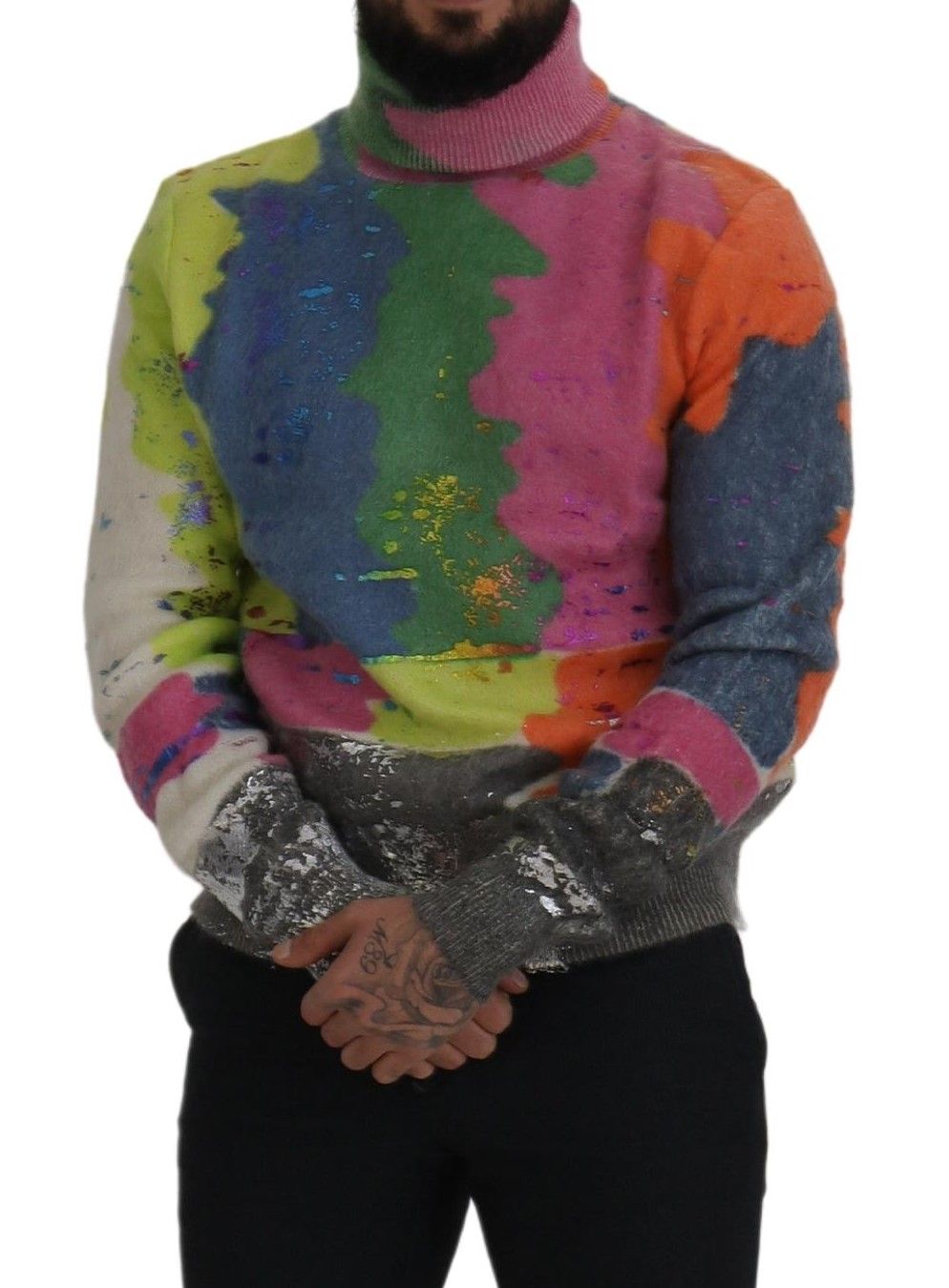 Dolce & Gabbana Multicolor Turtleneck Mohair Sweater