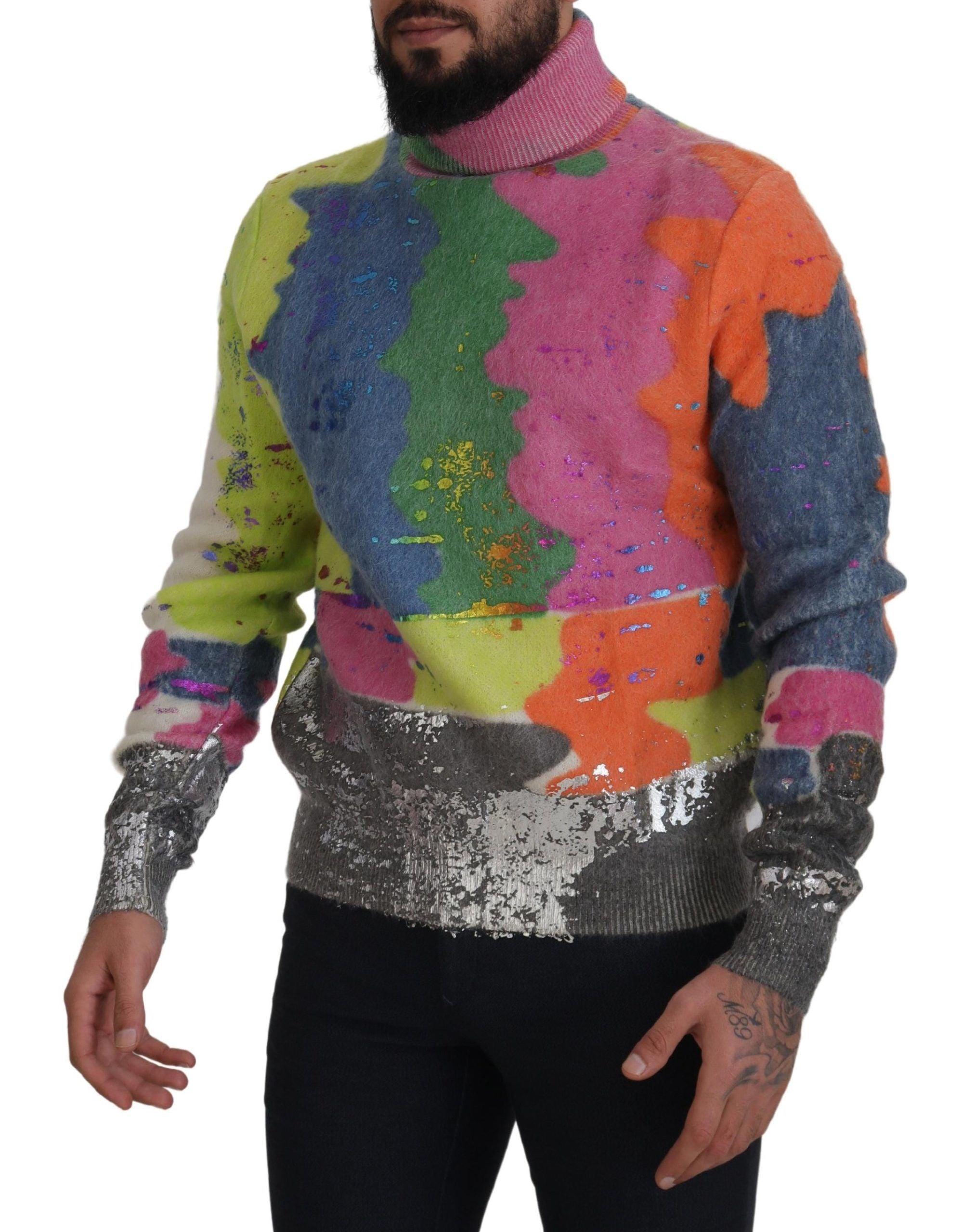 Dolce & Gabbana Multicolor Turtleneck Mohair Sweater