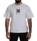 Dolce & Gabbana Weißes T-Shirt mit Logoaufdruck aus Baumwolle mit Rundhalsausschnitt
