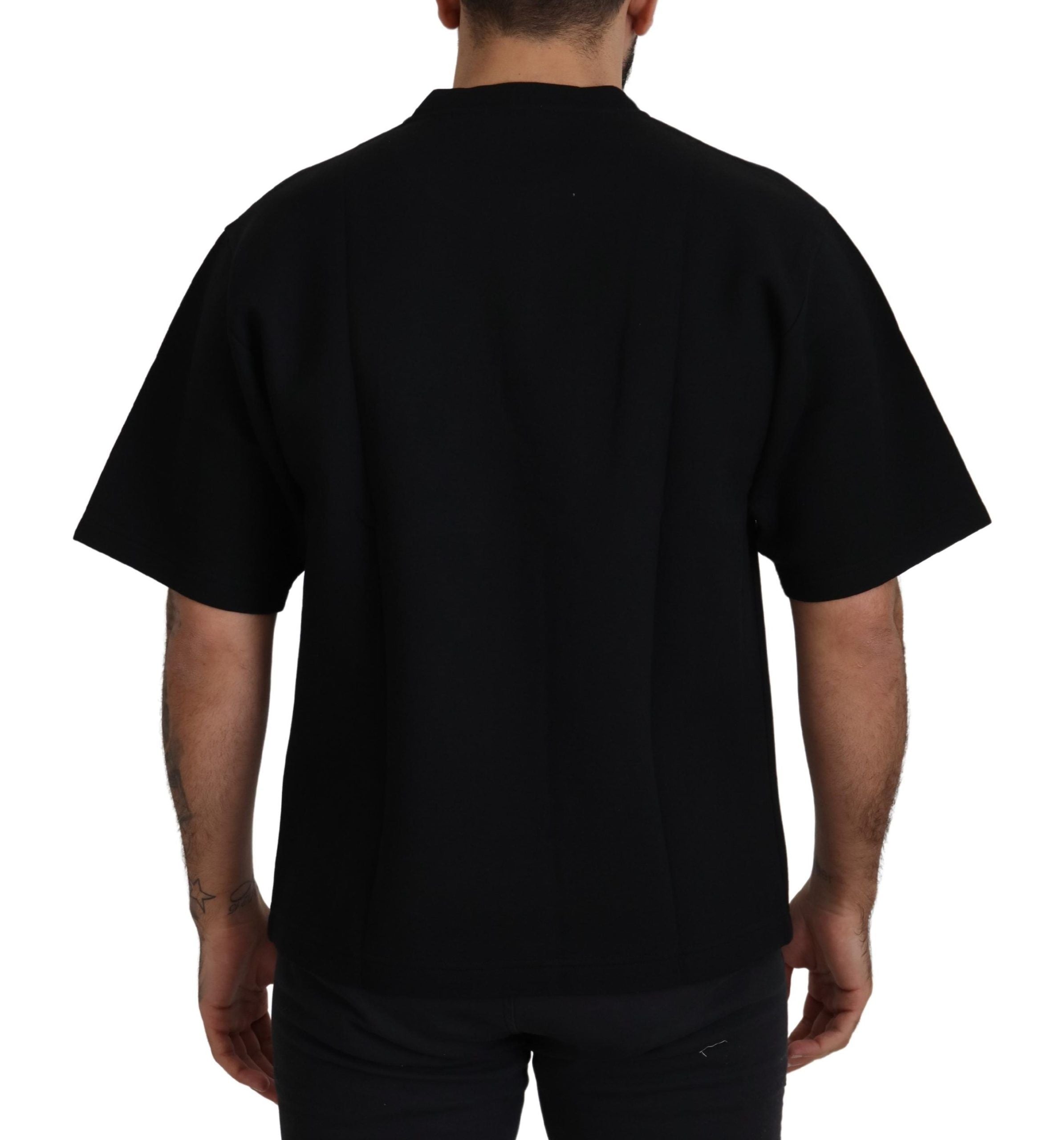 Dolce & Gabbana Black Crewneck Cotton Logo T-Shirt