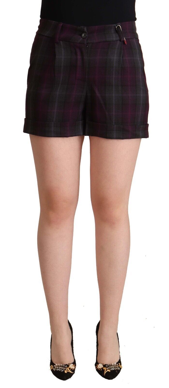 BENCIVENGA Multicolor Plaid Shorts with Rolled Hem