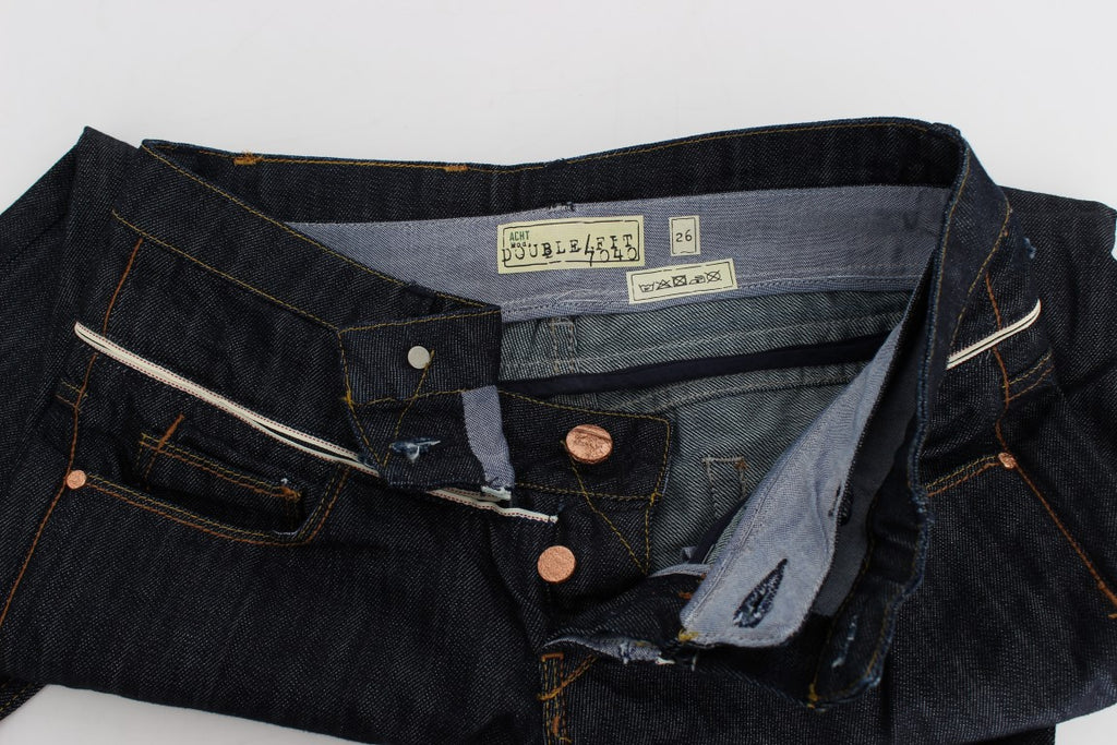 Acht Blaue Denim-Baumwollhosen Straight Fit Jeans