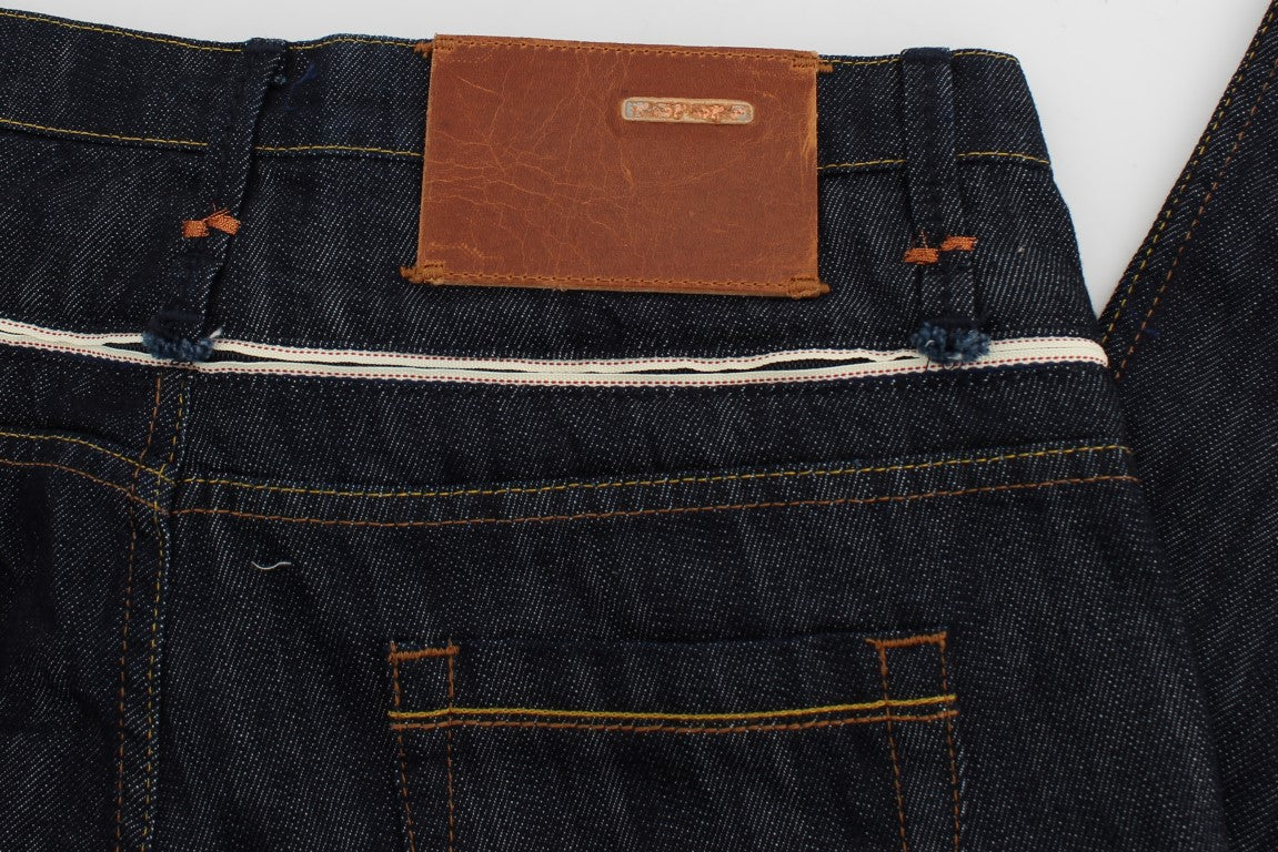 Acht Blaue Denim-Baumwollhosen Straight Fit Jeans