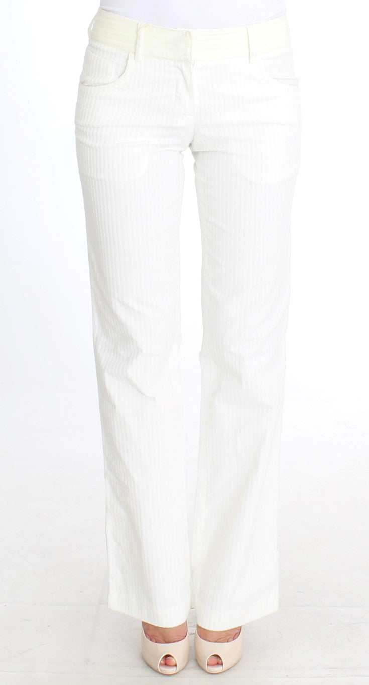 Ermanno Scervino Weiß gestreifte Straight Fit-Hose