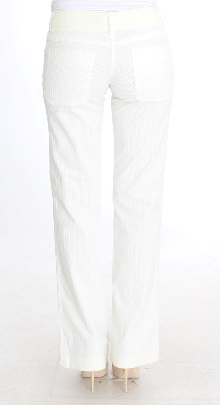 Ermanno Scervino Weiß gestreifte Straight Fit-Hose