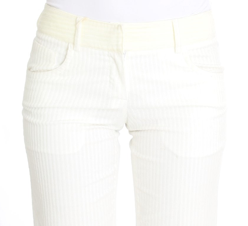 Ermanno Scervino Weiß gestreifte Straight Fit-Hose