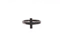 Nialaya Schwarzes CZ Kreuz Rhodium 925 Ring