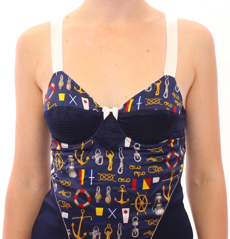 Dolce & Gabbana Blaues Tank-Top mit Seemannsmotiv