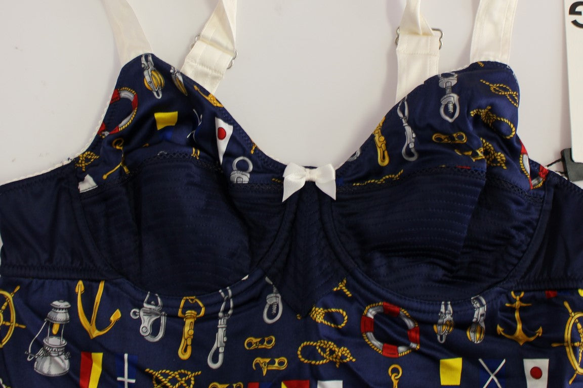 Dolce & Gabbana Blaues Tank-Top mit Seemannsmotiv