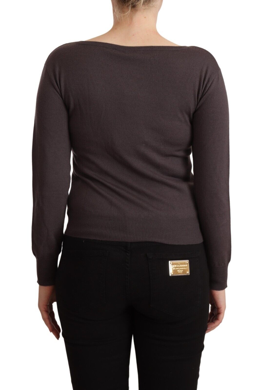 John Galliano Brown Wool Jumper with Long Sleeves and Sequins