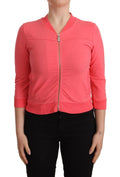 Blumarine Rosa 3/4-Ärmel Pullover mit Reißverschluss und Verzierungen