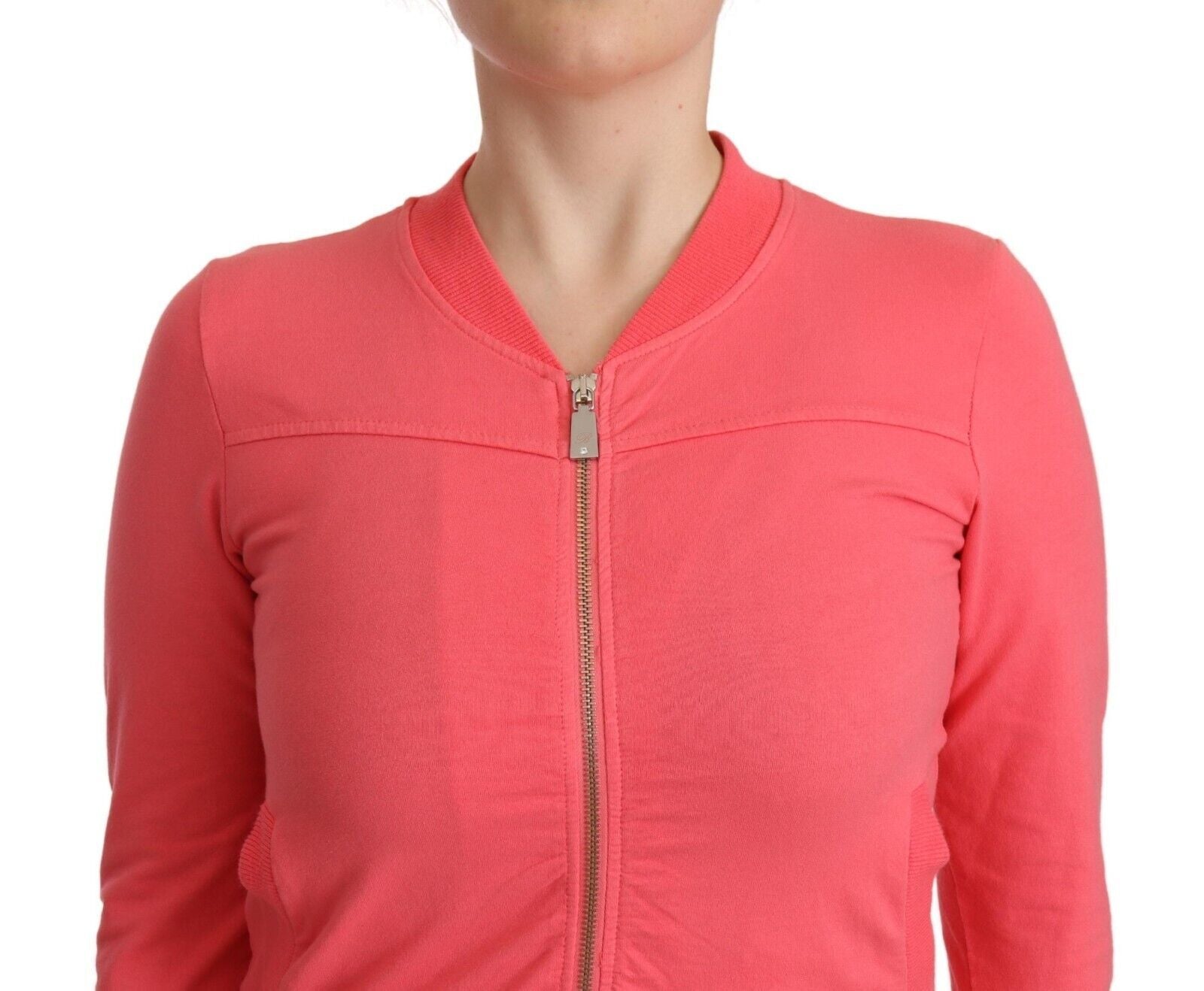 Blumarine Rosa 3/4-Ärmel Pullover mit Reißverschluss und Verzierungen