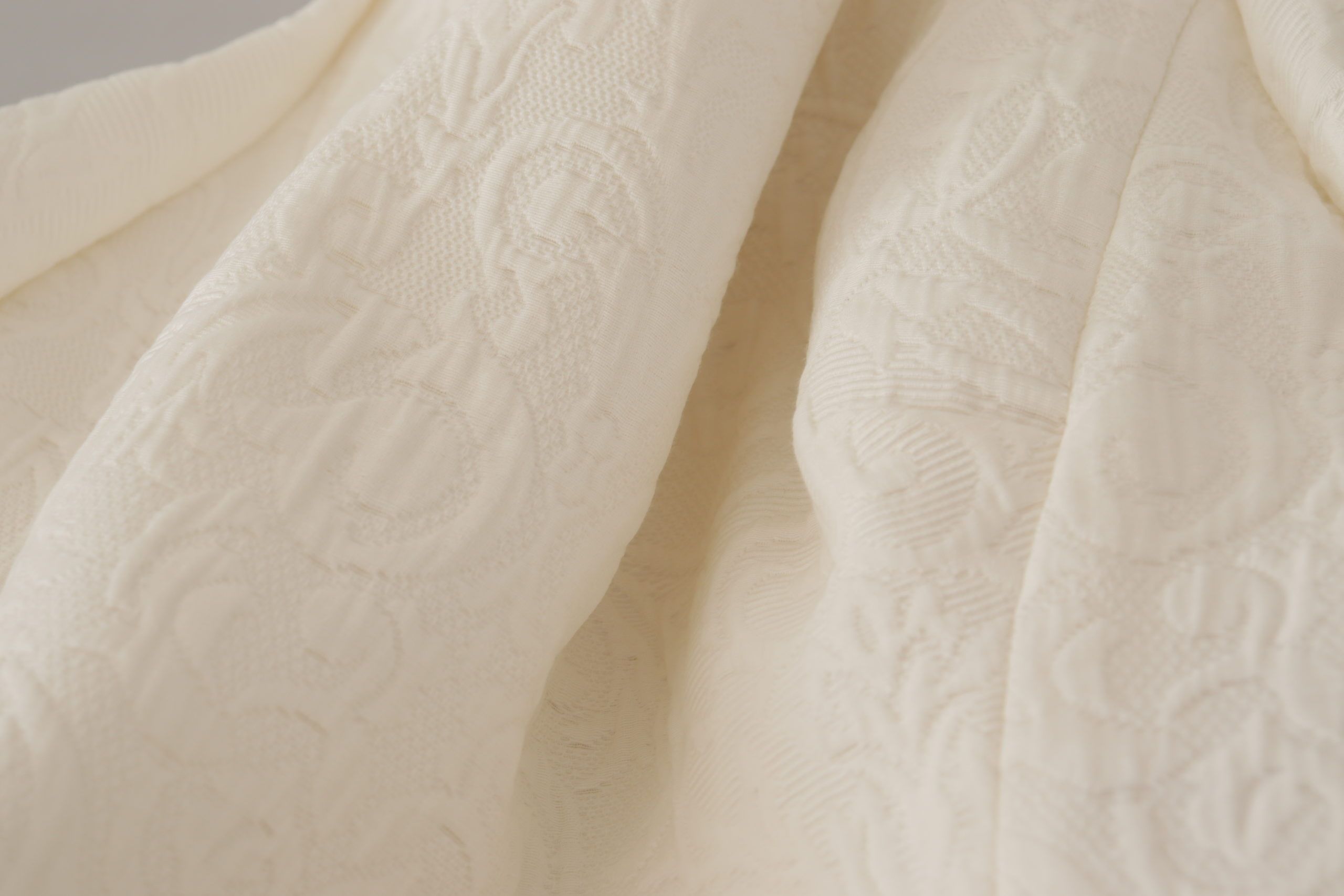 Dolce & Gabbana White Floral Jacquard Midi Dress with Brocade Trim