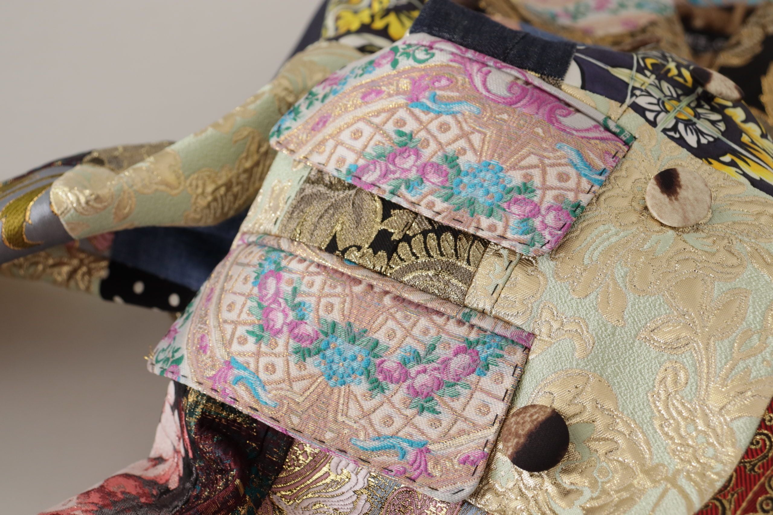 Dolce & Gabbana Multicolor Patchwork Double-Breasted Jacquard Blazer Jacket