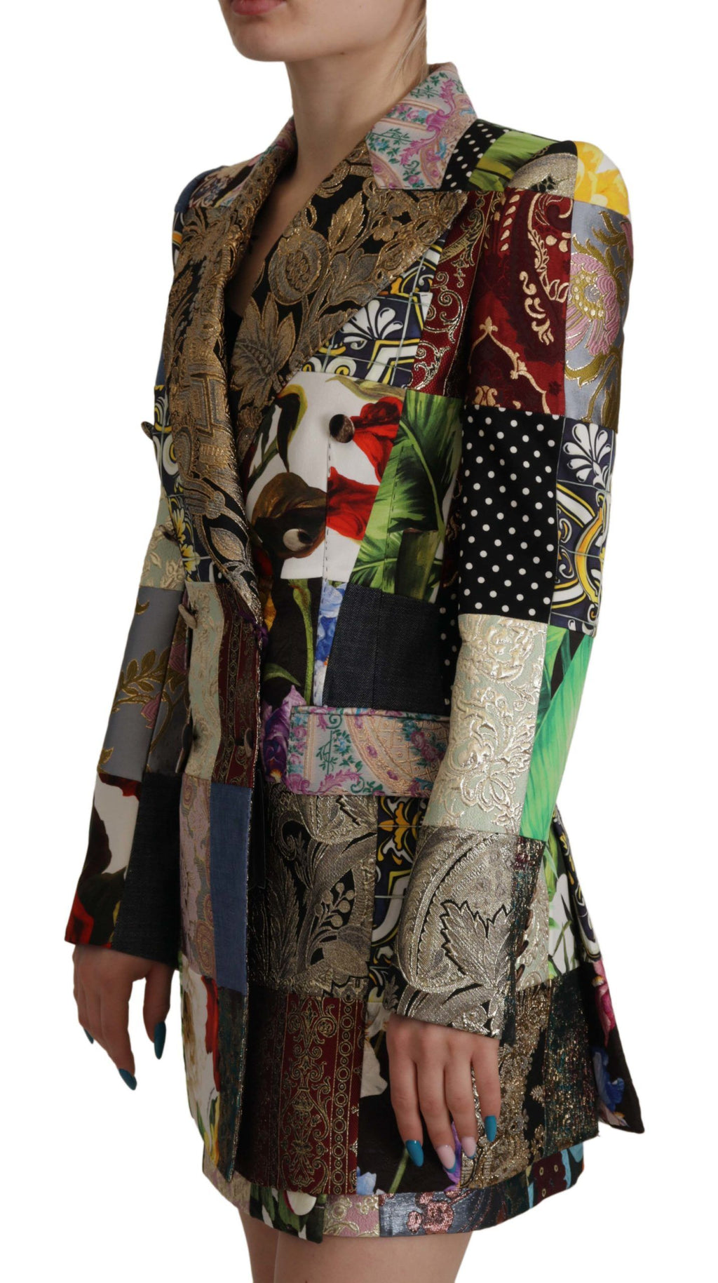 Dolce & Gabbana Multicolor Patchwork Double-Breasted Jacquard Blazer Jacket